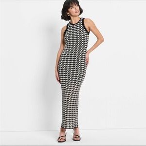 Crochet Black and White Backless Maxi Dress